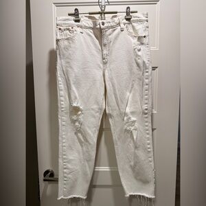GAP White Distressed Cheeky Straight Jeans